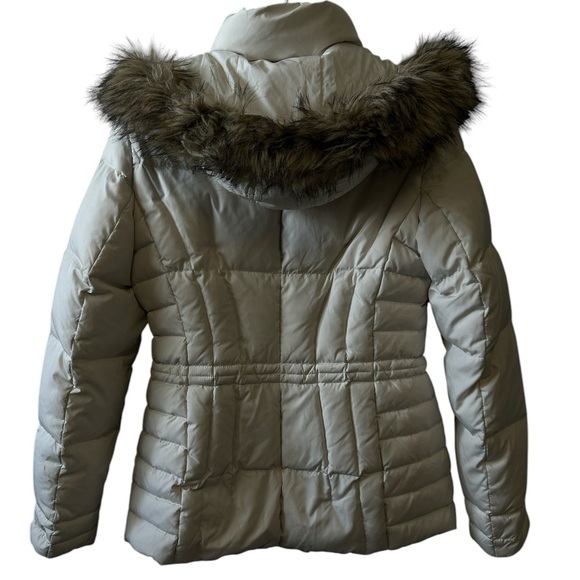 Women's Puffer Jacket with Faux Fur Hood - Picture 3 of 5
